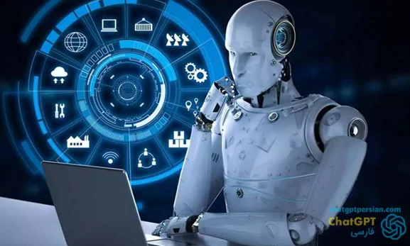 ربات در حال تفکر تصویرگر خلاقیت هوش مصنوعی