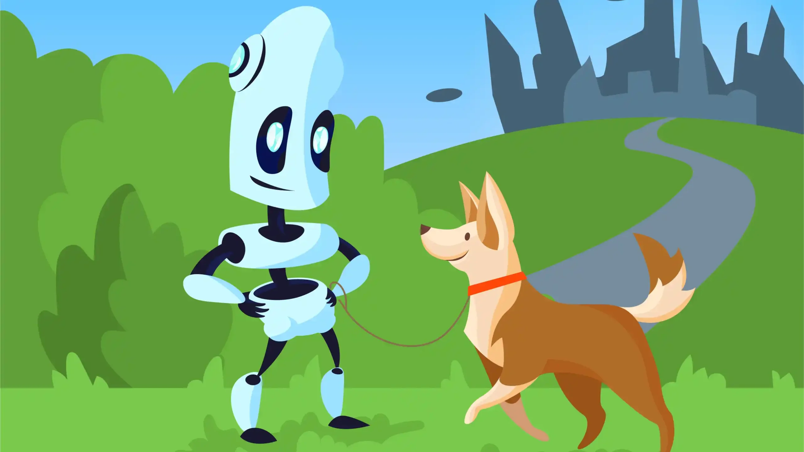 ربات هوش مصنوعی در تعامل با حیوان سگ